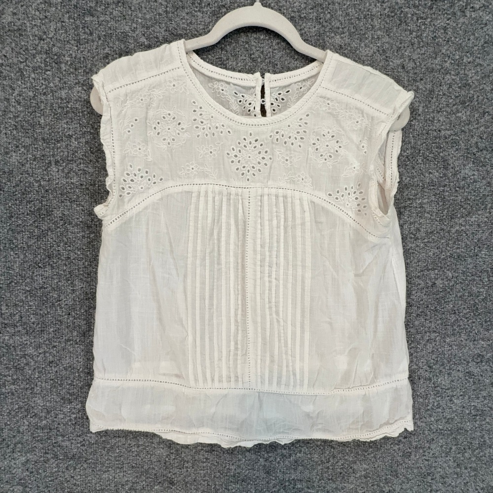 Abercrombie & Fitch Top Women Small White Eyelet Sleeveless Boho Cottagecore